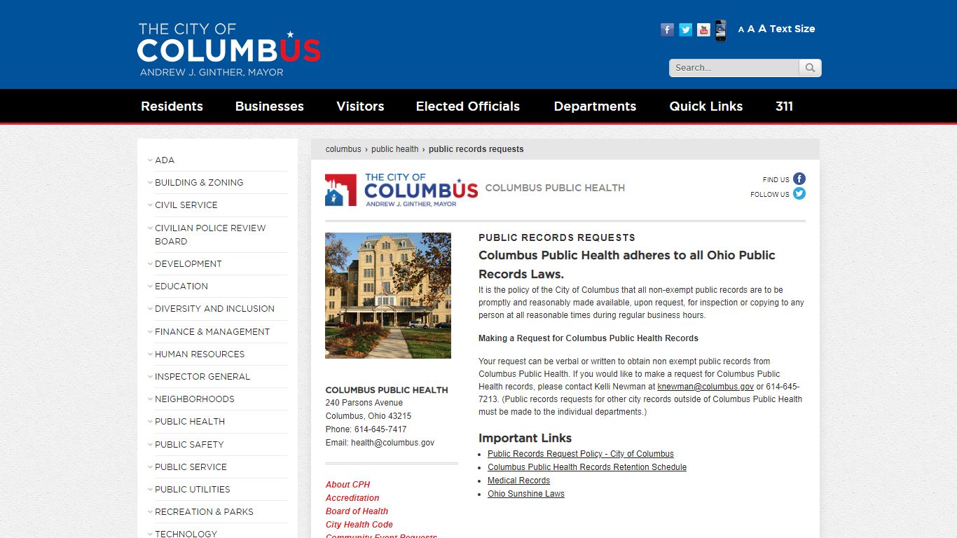 Public Records Requests - Columbus