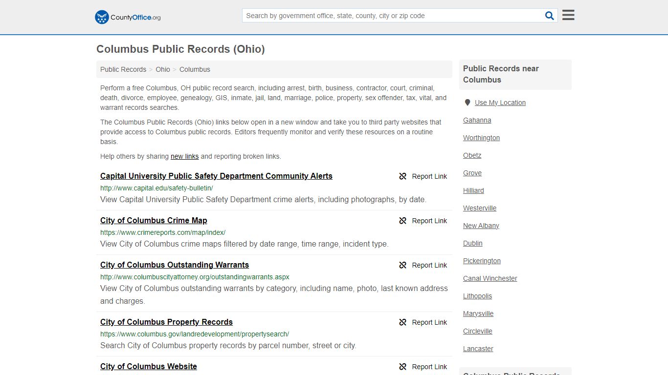 Public Records - Columbus, OH (Business, Criminal, GIS, Property ...